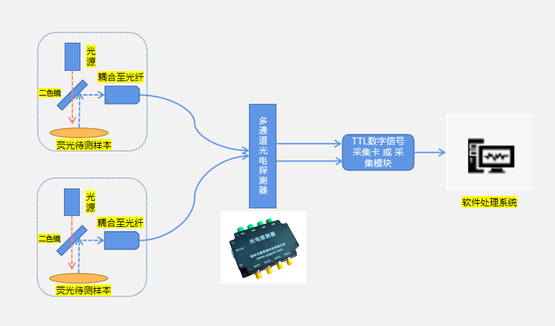  多通道荧光有无信号探测